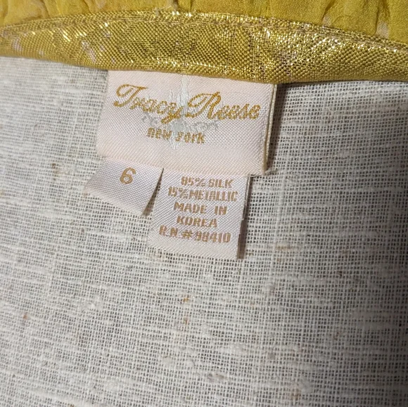 Tracy Reese Metallic Gold Strapless Brocade Dress With Silk Cape - Picture 3 of 5